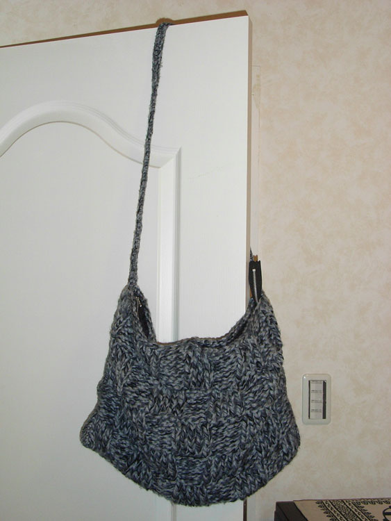 市松模様編みバッグ